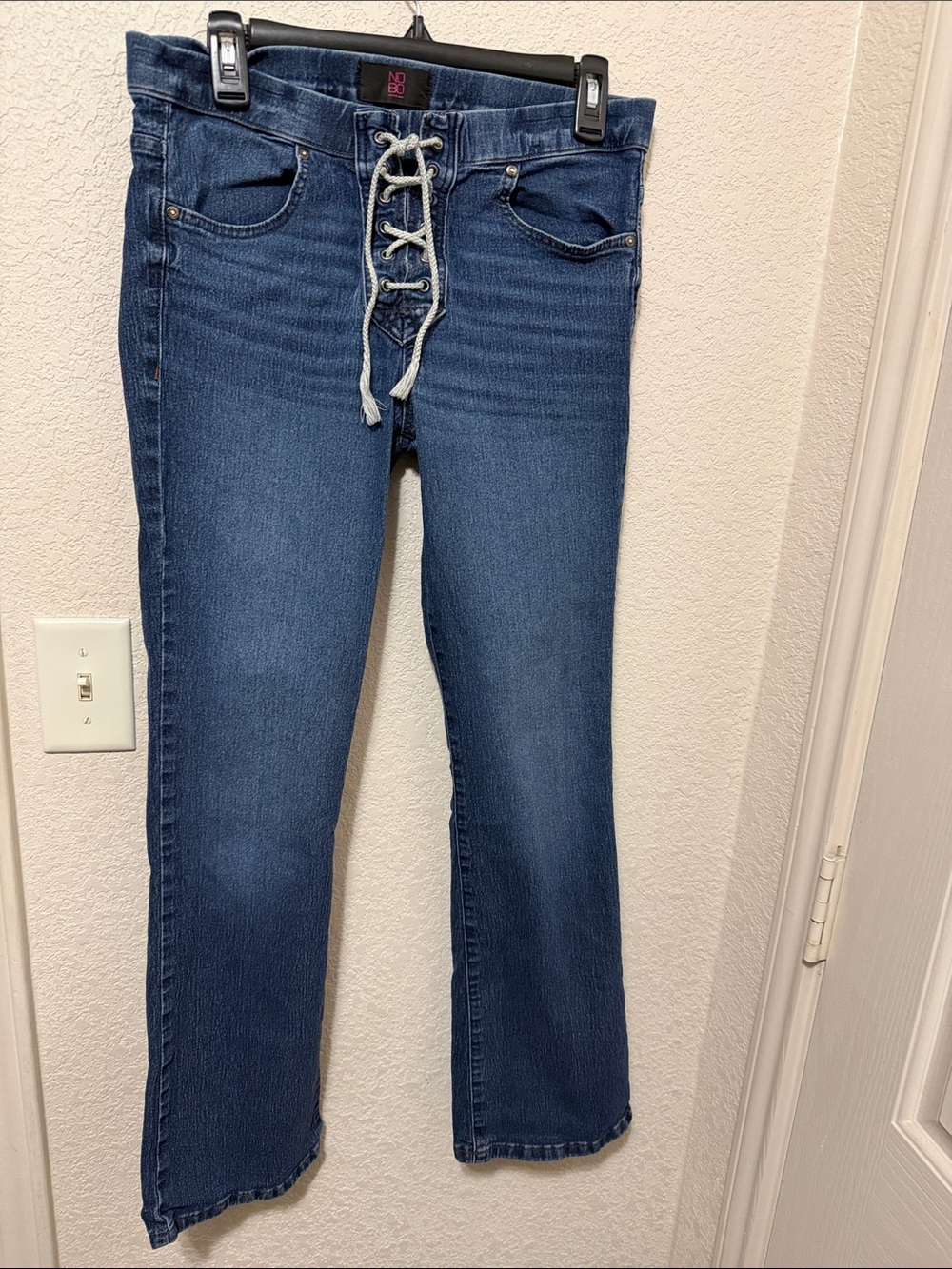 NOBO Dark Blue Lace-Up Bootcut Jeans